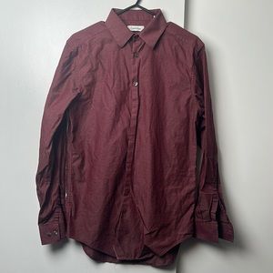 Calvin Klein Maroon Slim Fit Dress Shirt 15  32/33